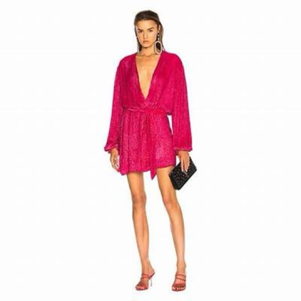 Retrofete Fuchsia Long Sleeve Robe Dress